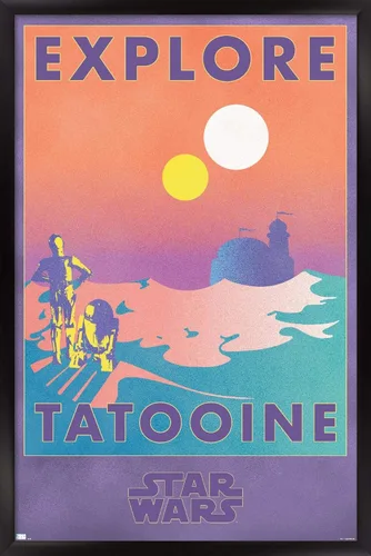 Miniatura 8 de Trends International Star Wars: Tatooine - Póster de pared de Explore Tatooine, 14.725 x 22.375 pulgadas, versión enmarcada de madera de granero