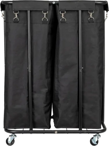 Miniatura 5 de Household Essentials Clasificador de ropa rodante de 2 bolsas, color negro Negro/Negro