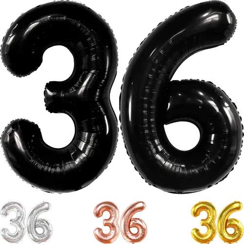 Miniatura 10 de KatchOn, Globos de oro rosa con el número 36, gigantes, 40 pulgadas, globos de aluminio de oro rosa con el número 36, decoraciones de feliz