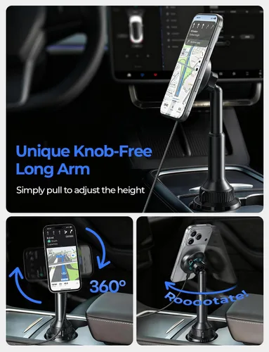 Miniatura 5 de LISEN for Qi2.2 25W MagSafe Car Mount Charger Cup Holder Mount, [Designed for iPhone] Cooling Magnetic Wireless Car Charger, Cup Holder Phone