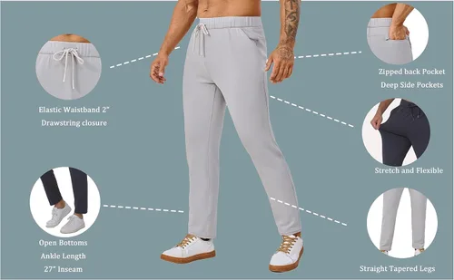 Miniatura 4 de AbleTree Pantalones deportivos con forro polar de 27 pulgadas de entrepierna Atheltic Joggers para hombres cortos con bolsillo con cremallera