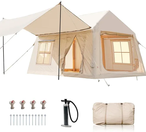 Miniatura 9 de Inflatable Tents for Camping, Blow Up Tent with Hand Pump, Easy Setup Inflatable Hot Tent with Stove Jack, Waterproof Oxford Air Glamping Tents for