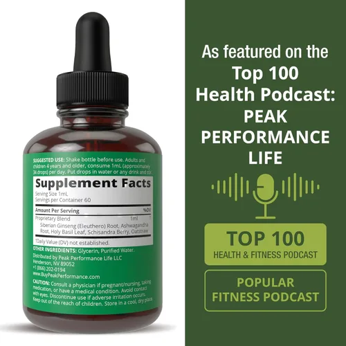 Miniatura 6 de Peak Performance Suplementos de apoyo suprarrenal para restaurar la energía de la fatiga suprarrenal. Complejo de gotas líquidas para mujeres