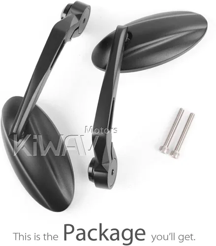 Miniatura 8 de KiWAV Espejos de extremo de barra de motocicleta ultra negro compatible con manillar roscado M6