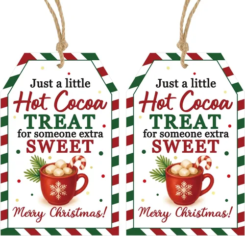 Miniatura 14 de Etiquetas de regalo de Navidad de Anwyll con cuerda - 50 piezas etiquetas de arco rosa feliz feliz feliz Navidad para regalos etiqueta de regalo
