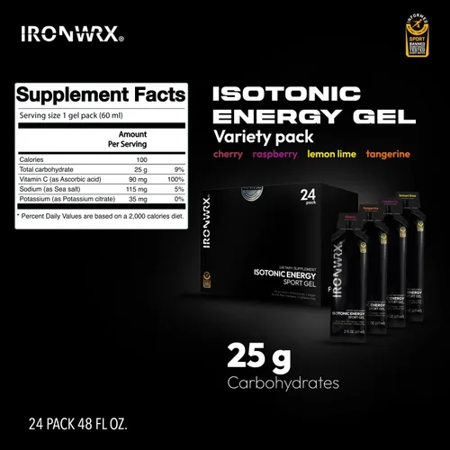 Miniatura 3 de Isotonic Energy Gels 0.88 oz de carbohidratos rápidos y electrolitos Combustible de resistencia sin desorden para correr, ciclismo y triatlones