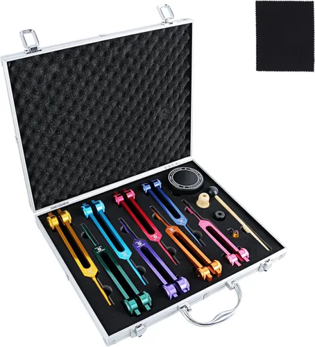 Miniatura 9 de EASTROCK Juego de tenedores de afinación para terapia musical y yoga - 4 piezas de tenedores afinados (MI 528 Hz, 128 Hz, 256 Hz, 512 Hz)