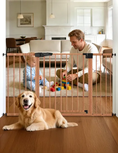 Miniatura 11 de Babelio - Puerta de bebé de 73-109 cm, con cierre automático, fácil de instalar, puerta de seguridad extra ancha para mascotas, Walk Thru