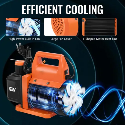 Miniatura 4 de VTG VOGTEN Bomba de Vacío AC de 4.5 CFM y Juego de Manómetros, para Mini Split, HVAC, Sistemas Automotrices, Kit de Manómetro Múltiple Compatible