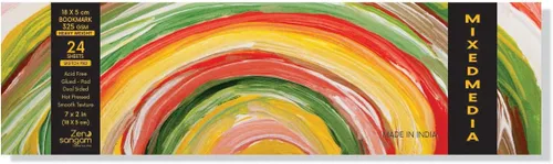 Zen Sangam - Marcapáginas de artistas, pesado mixto, pegado, papel para bocetos – 325 GSM, prensado en caliente, 24 hojas, superficie de textura