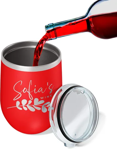 Miniatura 7 de Regalos para el Día de la Madre para mamá, vaso de vino personalizado con tapa, 12 onzas, negro, regalos personalizados para mujeres, vasos aislados