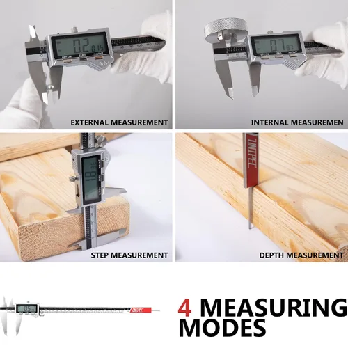 Miniatura 6 de Pinza recargable de 12 pulgadas, herramienta de medición de micrómetro Vernier de acero inoxidable con pantalla LCD grande