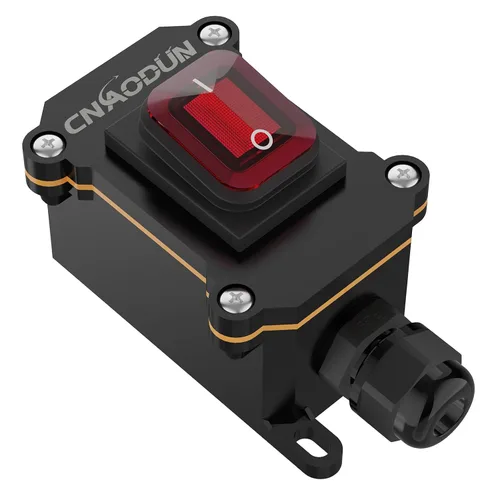 Miniatura 9 de Interruptor de línea impermeable, CNAODUN 12V DC 20A interruptor de palanca de encendido/apagado con botón basculante de luz verde DPST doble salida