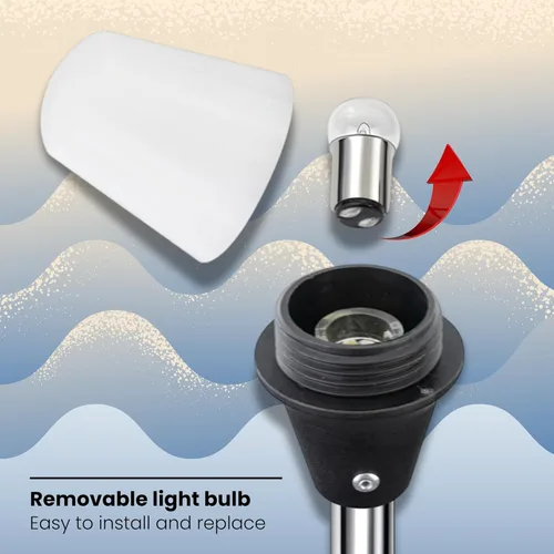 Miniatura 8 de Pactrade Marine Luces de Navegación Omnidireccionales para Barcos – Luz de Popa Blanca Incandescente de 9.4 Pulgadas