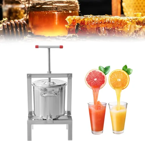 Prensa manual de miel de frutas de 10 L, sidra de acero inoxidable, vino, uva, prensa de manzana para suministros de vino y jugo