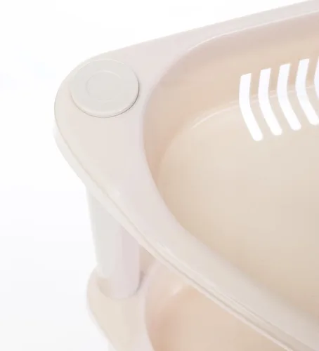 Miniatura 6 de Organizador de ducha esquinero beige de 3 niveles, 14.5 x 10 x 22.5 pulgadas, soportes de ducha de plástico para baño interior, bañera, mesa