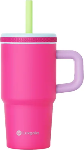 Miniatura 13 de Taza infantil de 20 oz con asa, tapa de rosca a prueba de fugas con pajita de silicona extraíble, a prueba de derrames, botella de agua reutilizable