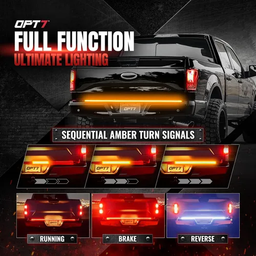 Miniatura 5 de OPT7 48" Barra de luz LED Redline Parlux de triple fila para puerta trasera con señal direccional ámbar secuencial, marco de aluminio rígido – Solo