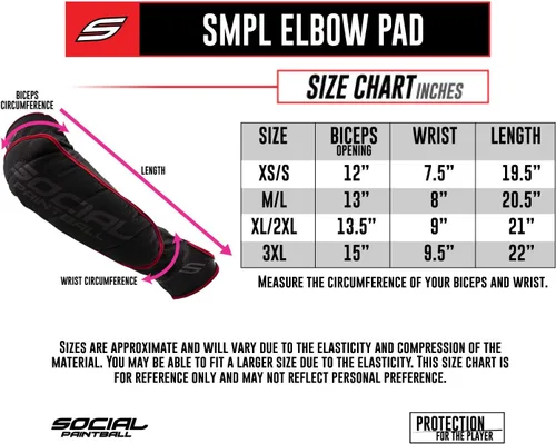 Miniatura 9 de Social Paintball SMPL - Almohadillas de protección para brazo y codo, color negro y rojo