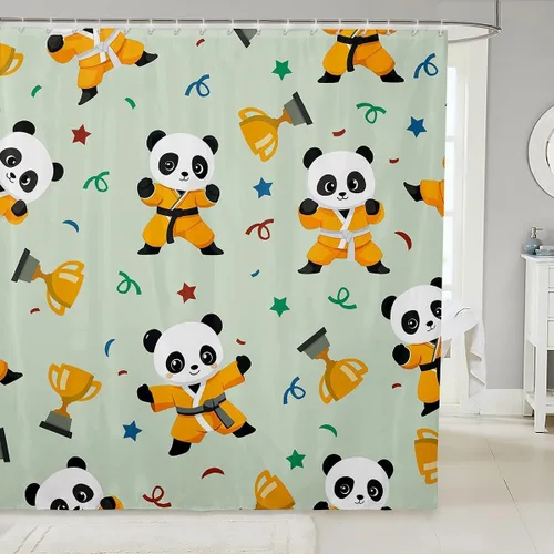Miniatura 15 de Cortina de ducha verde naranja quemado, cortina de ducha de tela floral bohemia bohemia bohemia para niños y mujeres, cortinas de baño impermeables