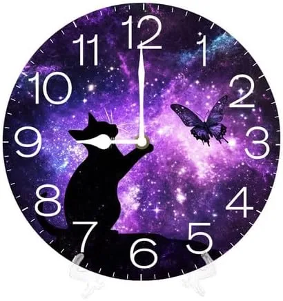 Miniatura 8 de Reloj de pared con estampado de leopardo y guepardo, reloj analógico de cuarzo silencioso sin tictac, reloj náutico retro de madera con números