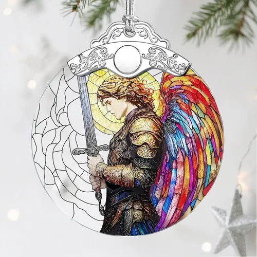Miniatura 24 de Decoraciones navideñas de Arcángel Miguel - Adornos de Navidad para árbol Decoración de árbol de Navidad de ángel de armadura dorada Adornos