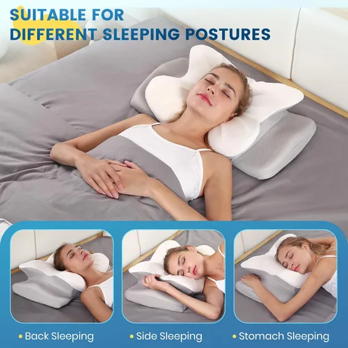 Miniatura 3 de Almohada cervical para cuello y hombro, almohada de espuma viscoelástica de contorno, almohada ergonómica de apoyo para el cuello para espalda