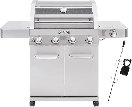 Miniatura 13 de Monument Grills - Parrilla convertible más grande de 4 quemadores de gas natural, parrilla de propano estilo gabinete de acero inoxidable, controles