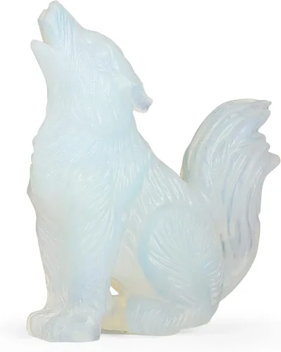 Miniatura 11 de Figuras decorativas de lobo de cola grande de cristal de citrino de 2.0 pulgadas, estatua de lobo, piedras curativas, escultura tallada a mano