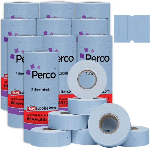 Miniatura 23 de Perco Etiquetas azules de 2 líneas, 6,000 etiquetas de precio en blanco y fecha para pistolas Perco de 2 líneas de precio y fecha, 8 rollos, 1