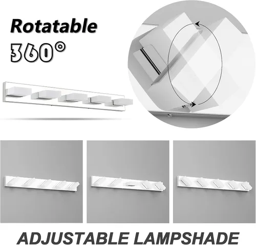 Miniatura 2 de Aipsun Moderna lámpara de tocador de baño cromada LED para baño, acero inoxidable, 5 luces, iluminación de pared de baño, 6000 K