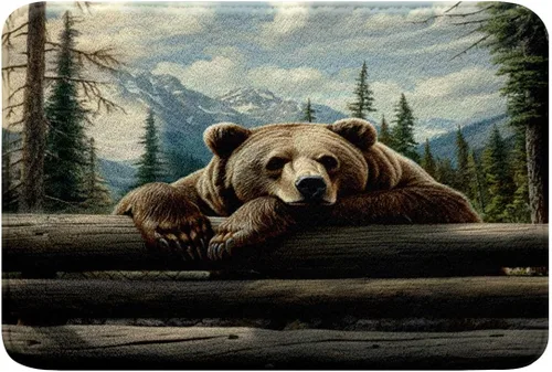 Miniatura 23 de Erosebridal Woodland Animals Bath Mat Bear Deer Wolf Hunting Theme Bathroom Rugs Rustic Cabin Lodge Decor Doormats Floor Mats Farmhouse Wildlife
