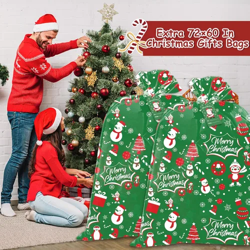 Miniatura 7 de HYmoso 1 pieza bolsas de regalo de Navidad extragrandes, bolsas de regalo jumbo para bicicleta para regalos navideños enormes de gran tamaño, bolsa