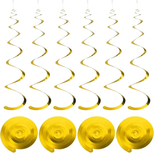 Miniatura 15 de MECCANIXITY 18 remolinos colgantes de fiesta negros de una sola tira para colgar decoraciones de 27.6 pulgadas, serpentinas colgantes de plástico