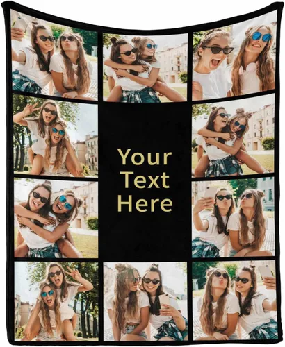 Miniatura 8 de Manta personalizada con tus fotos favoritas, manta personalizada con mis propias imágenes para familia, mamá, papá, hija, hijo, perro, hermanas