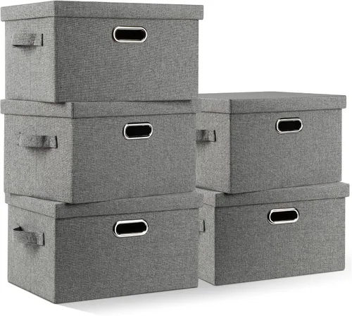 Miniatura 50 de Graciadeco Contenedores de almacenamiento plegables grandes de 17 pulgadas y 36 cuartos de galón con tapas, paquete de 3 cajas de almacenamiento