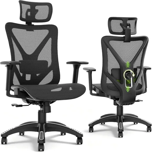 Miniatura 10 de ELABEST Silla de oficina de malla, silla de escritorio ergonómica para computadora, silla de tarea resistente - Soporte lumbar y reposabrazos