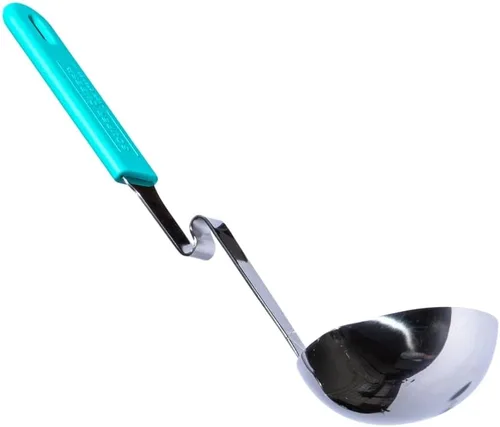 Miniatura 2 de Souper Cubes + Lori Greiner Cucharón de sopa sin desorden de acero inoxidable con mango de silicona - Cucharón de sopa de metal con diseño sin