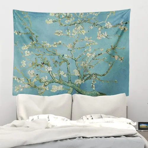Miniatura 4 de Chitteri Vincent van gogh - Tapiz colgante de flores de almendra, 60 x 45 pulgadas, arte de pared de poliéster para decoración del hogar