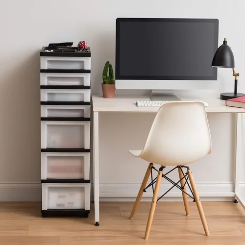 Miniatura 2 de IRIS USA Organizador de almacenamiento de plástico, movible con ruedas y 3 cajones, para el aula, artículos de manualidades, tocador, armario, baño