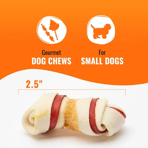 Miniatura 4 de Good'N'Fun - Mini masticables de cuero crudo de triple sabor, 25