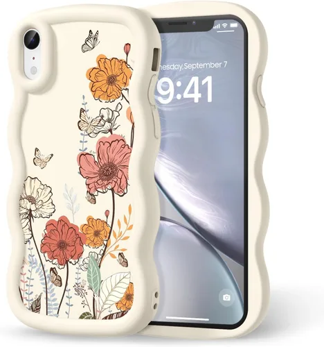 Miniatura 290 de Compatible con iPhone SE/8/7 Funda para Mujeres y Niñas, Marco Ondulado Rizado con Patrón Lindo, Estética Delgada Suave Silicona TPU Parachoques
