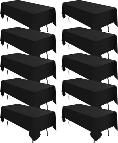 Miniatura 131 de Paquete de 10 manteles de poliéster de 60 x 102 pulgadas, manteles de poliéster beige para mesas rectangulares de 6 pies, resistentes a las manchas