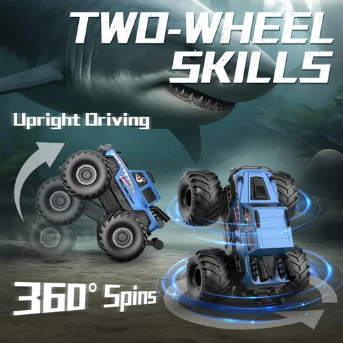 Miniatura 5 de NQD® Juguetes de Camión Monstruo, Camión RC 4x4 Impermeable con Rotación 360°, Camiones Monstruo Anfibios de Control Remoto, 2.4GHz Todo Terreno Azul