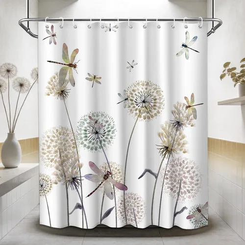 Miniatura 73 de Cortina de ducha floral para primavera y verano, flores silvestres, flores y mariposas, decoración de baño, tela impermeable con ganchos, 70