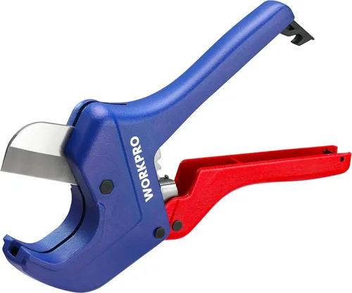 WORKPRO Cortador de tubos de PVC con trinquete, hasta 1-5/8 pulgadas, cortador de tubos y tubos de plástico para mangueras de PEX, PVC, PPR y