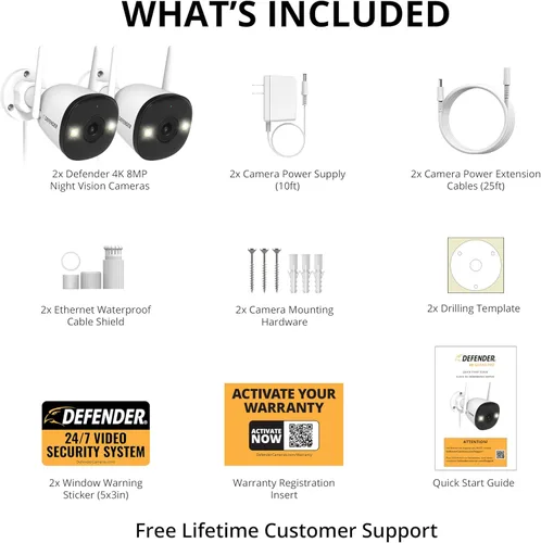 Miniatura 9 de Defender AI Powered 4K Guard Pro 8MP WiFi 6, cámara de seguridad inalámbrica de alimentación enchufable para exteriores, con detección humana