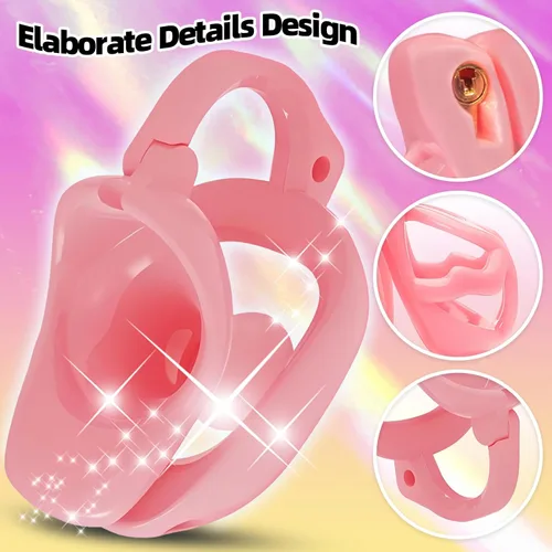 Miniatura 5 de Jaula de castidad impresa en 3D con 4 anillos diferentes, jaula de pene masculina con ganchos y cerraduras ocultas, dispositivo de castidad