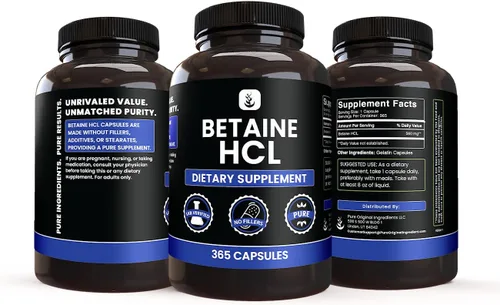 Miniatura 4 de PURE ORIGINAL INGREDIENTS Betaína HCL (365 cápsulas) sin magnesio o rellenos de arroz, siempre puro, verificado por laboratorio