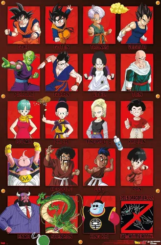 Trends International Dragon Ball Z - Póster de pared de aniversario, 22.375 x 34 pulgadas, versión premium sin marco